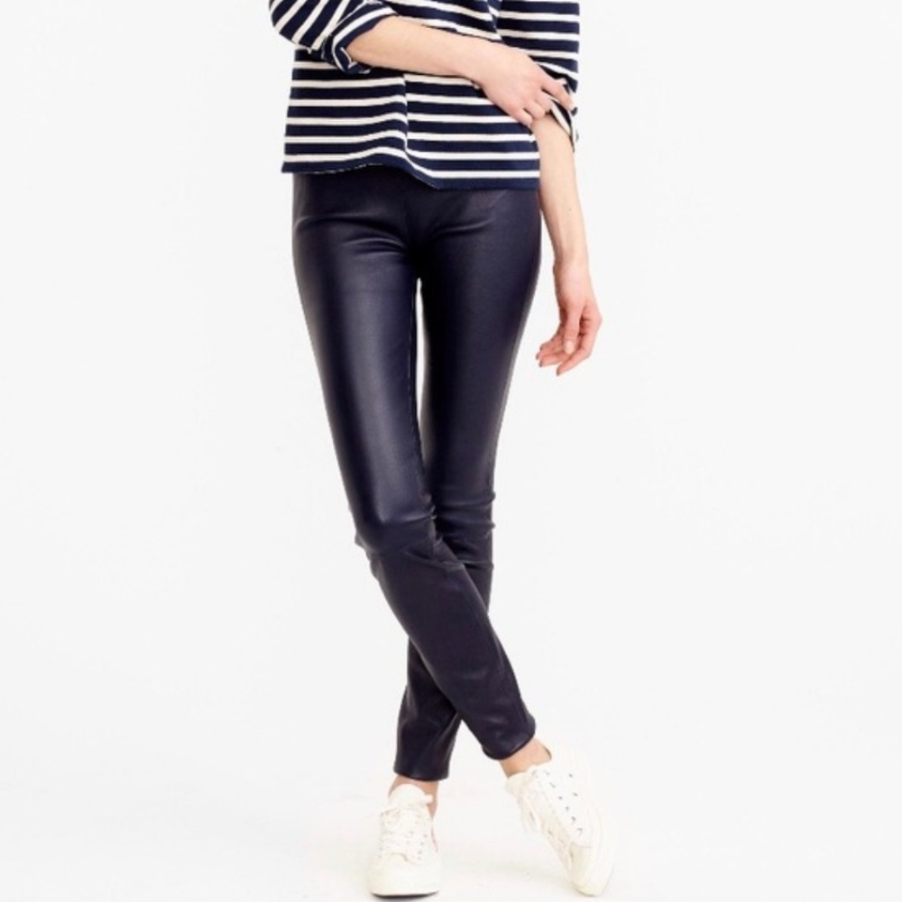 NWT J. Crew black faux leather gigi pants